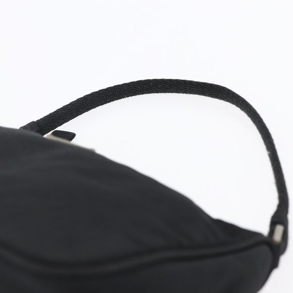 PRADA Accessory Pouch Nylon Black Silver Auth SW1714