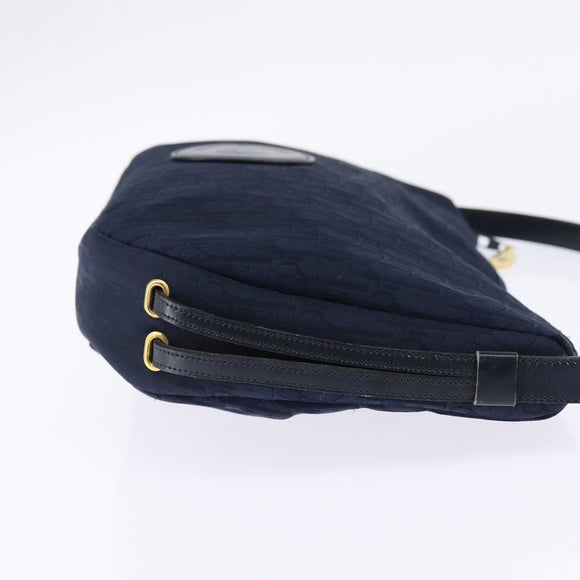 Christian Dior Trotter Canvas Shoulder Bag Navy Auth SW1716