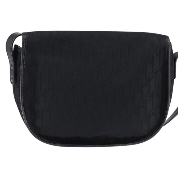 Christian Dior Trotter Canvas Shoulder Bag Black Gold Auth SW1717