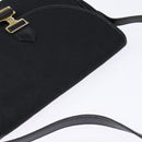 Christian Dior Trotter Canvas Shoulder Bag Black Gold Auth SW1717-6