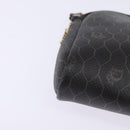 Christian Dior Honeycomb Canvas Chain Shoulder Bag PVC Black Gold Auth SW1718-9