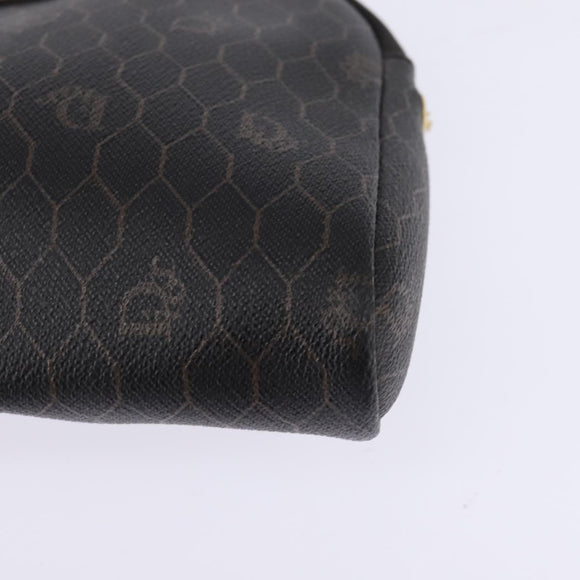 Christian Dior Honeycomb Canvas Chain Shoulder Bag PVC Black Gold Auth SW1718