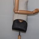 Christian Dior Honeycomb Canvas Chain Shoulder Bag PVC Black Gold Auth SW1718-19