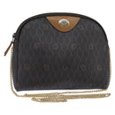 Christian Dior Honeycomb Canvas Chain Shoulder Bag PVC Black Gold Auth SW1718-1
