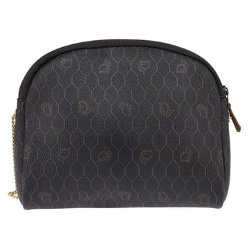 Christian Dior Honeycomb Canvas Chain Shoulder Bag PVC Black Gold Auth SW1718 - 0