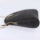 Christian Dior Honeycomb Canvas Chain Shoulder Bag PVC Black Gold Auth SW1718-3