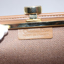 Christian Dior Honeycomb Canvas Pouch PVC Beige Gold Auth SW1719-9