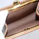 Christian Dior Honeycomb Canvas Pouch PVC Beige Gold Auth SW1719-10