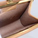 Christian Dior Honeycomb Canvas Pouch PVC Beige Gold Auth SW1719-11