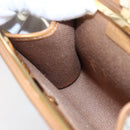 Christian Dior Honeycomb Canvas Pouch PVC Beige Gold Auth SW1719-12