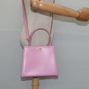 CELINE Hand Bag Leather 2way Pink Gold Auth SW1720-23