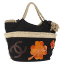 CHANEL Bysy Line Tote Bag Canvas Black CC Auth SW1726-1