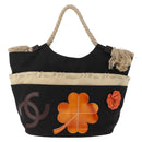 CHANEL Bysy Line Tote Bag Canvas Black CC Auth SW1726-2