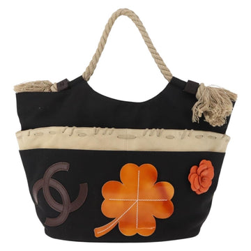 CHANEL Bysy Line Tote Bag Canvas Black CC Auth SW1726 - 0