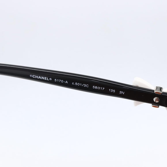 CHANEL COCO Mark Ribbon Sunglasses plastic Black 5170-A CC Auth SW1743V