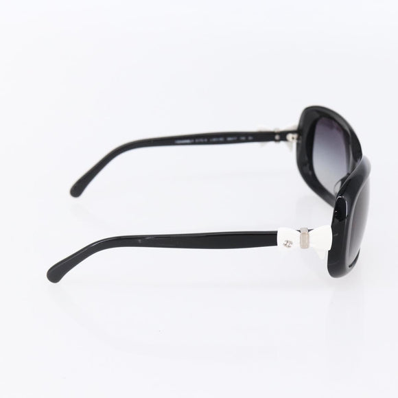 CHANEL COCO Mark Ribbon Sunglasses plastic Black 5170-A CC Auth SW1743V