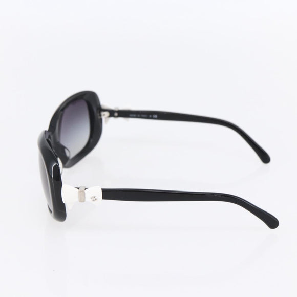 CHANEL COCO Mark Ribbon Sunglasses plastic Black 5170-A CC Auth SW1743V