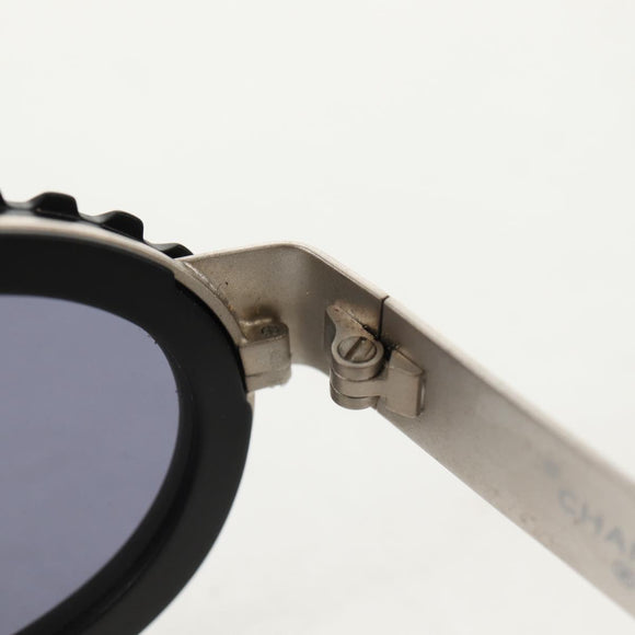 CHANEL 31 RUE CAMBON Sunglasses Metal Silver Black 10506 90405 CC Auth SW1746V