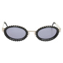 CHANEL 31 RUE CAMBON Sunglasses Metal Silver Black 10506 90405 CC Auth SW1746V-13
