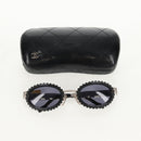 CHANEL 31 RUE CAMBON Sunglasses Metal Silver Black 10506 90405 CC Auth SW1746V-12