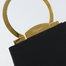 Salvatore Ferragamo Gancini Hand Bag Nylon Black Gold Auth SW1751V-14