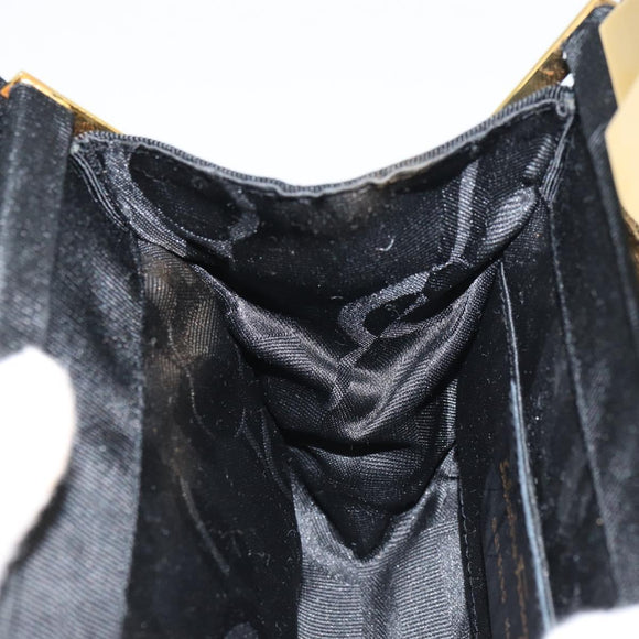 Salvatore Ferragamo Gancini Hand Bag Nylon Black Gold Auth SW1751V