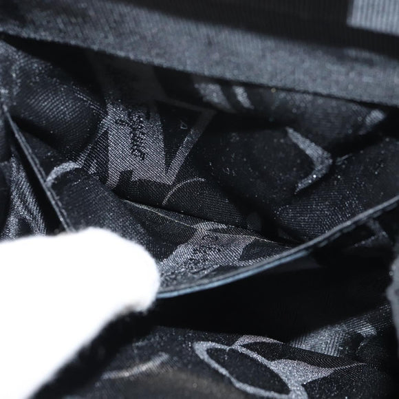 Salvatore Ferragamo Gancini Hand Bag Nylon Black Gold Auth SW1751V