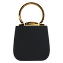 Salvatore Ferragamo Gancini Hand Bag Nylon Black Gold Auth SW1751V-2