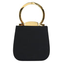 Salvatore Ferragamo Gancini Hand Bag Nylon Black Gold Auth SW1751V-3