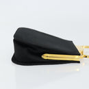 Salvatore Ferragamo Gancini Hand Bag Nylon Black Gold Auth SW1751V-4