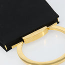 Salvatore Ferragamo Gancini Hand Bag Nylon Black Gold Auth SW1751V-6