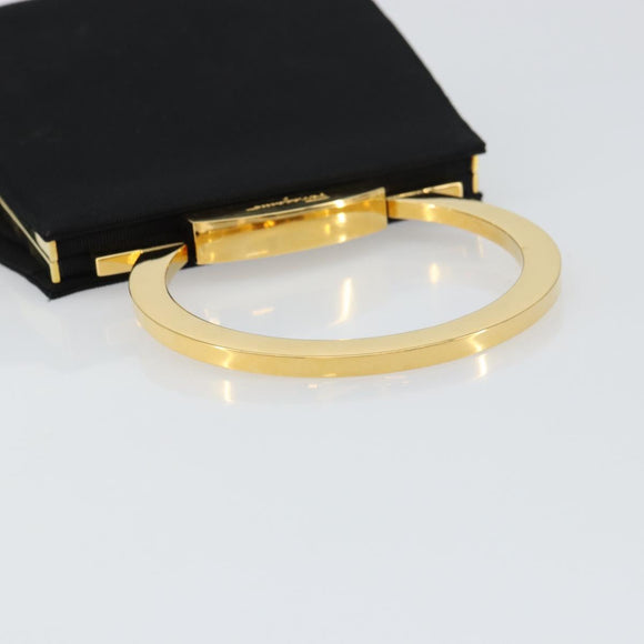 Salvatore Ferragamo Gancini Hand Bag Nylon Black Gold Auth SW1751V