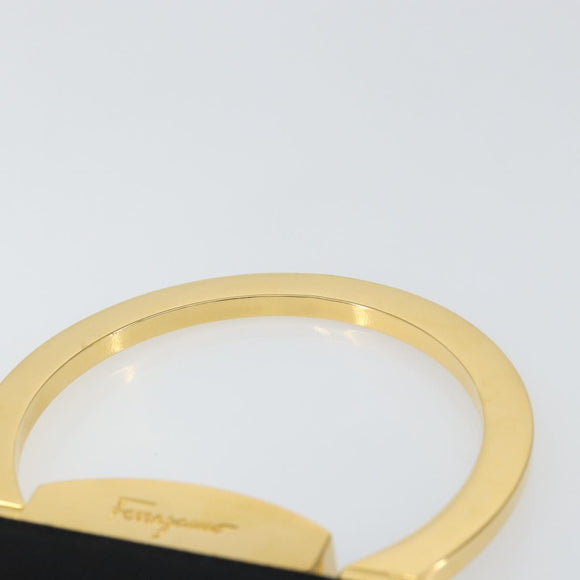 Salvatore Ferragamo Gancini Hand Bag Nylon Black Gold Auth SW1751V