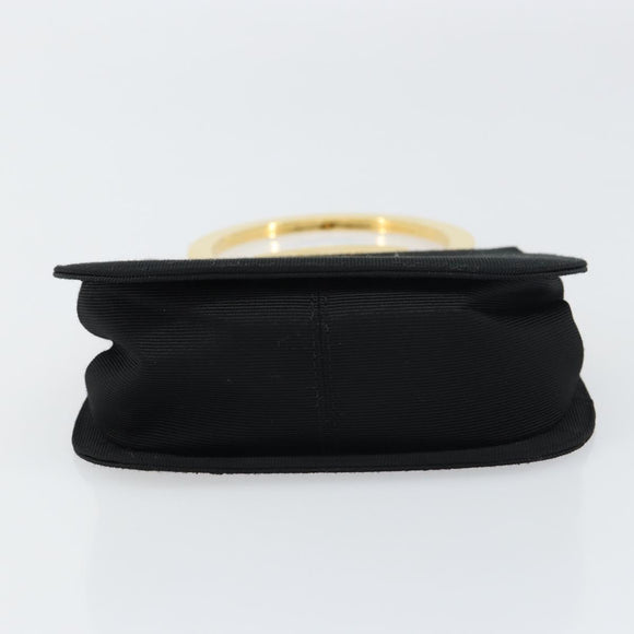 Salvatore Ferragamo Gancini Hand Bag Nylon Black Gold Auth SW1751V