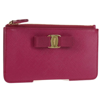 Salvatore Ferragamo Compact Wallet Vala Wallet Leather Purple Gold Auth SW1752V