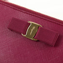 Salvatore Ferragamo Compact Wallet Vala Wallet Leather Purple Gold Auth SW1752V-17