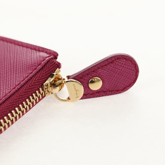 Salvatore Ferragamo Compact Wallet Vala Wallet Leather Purple Gold Auth SW1752V