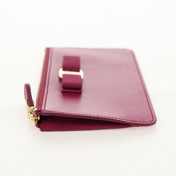 Salvatore Ferragamo Compact Wallet Vala Wallet Leather Purple Gold Auth SW1752V