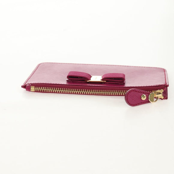 Salvatore Ferragamo Compact Wallet Vala Wallet Leather Purple Gold Auth SW1752V