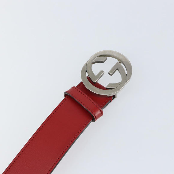 GUCCI Belt Leather 46.1"" Red 105 42 493075 Auth SW1756