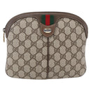 GUCCI GG Supreme Web Sherry Line Bag PVC Beige Gold 904 02 047 Auth SW1759-13