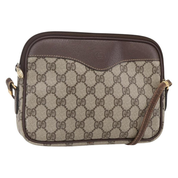 GUCCI GG Supreme Shoulder Bag PVC Leather Beige Gold 007 14 6428 Auth SW1761