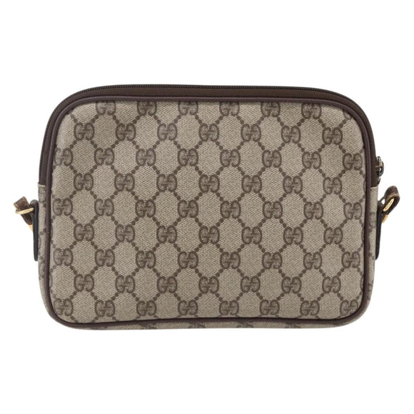 GUCCI GG Supreme Shoulder Bag PVC Leather Beige Gold 007 14 6428 Auth SW1761