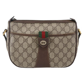 GUCCI GG Supreme Web Sherry Line Bag PVC Beige Gold Red 89 02 032 Auth SW1762 - 0