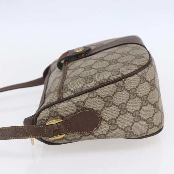 GUCCI GG Supreme Web Sherry Line Bag PVC Beige Gold Red 89 02 032 Auth SW1762