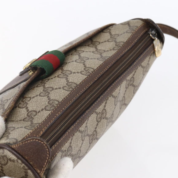 GUCCI GG Supreme Web Sherry Line Bag PVC Beige Gold Red 89 02 032 Auth SW1762