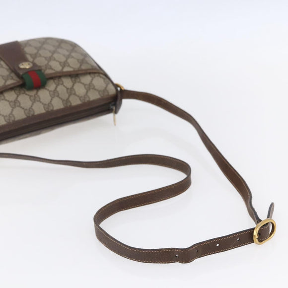 GUCCI GG Supreme Web Sherry Line Bag PVC Beige Gold Red 89 02 032 Auth SW1762