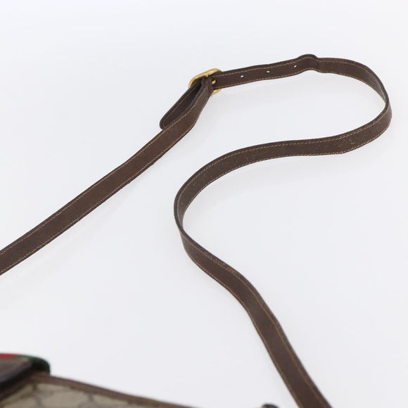 GUCCI GG Supreme Web Sherry Line Bag PVC Beige Gold Red 89 02 032 Auth SW1762