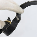 GUCCI Web Sherry Line Shoulder Bag Leather Black Gold Auth SW1764-9