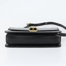 GUCCI Web Sherry Line Shoulder Bag Leather Black Gold Auth SW1764-5